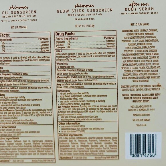Trader Joes Glow Anywhere Sun Care Set Shimmer Sunscreen NEW Like KOPARI - Picture 2 of 2